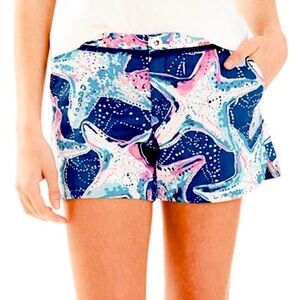 Lilly Pulitzer Adie Short Indigo Star Struck Fringe Blue Pink Size 2